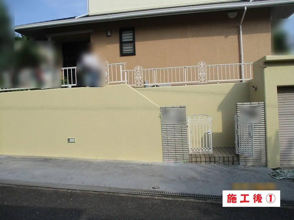 枚方市 Ｓ様邸の外塀塗装工事・施工後の写真