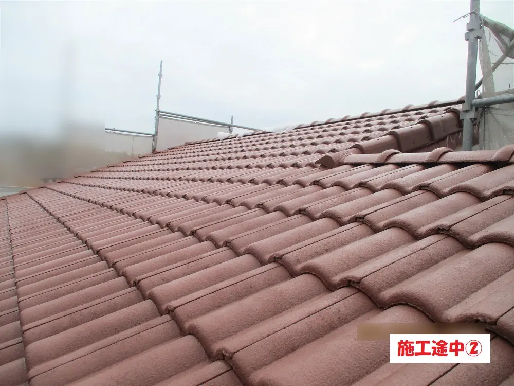 豊中市 Ｔ様邸の屋根塗装工事・施工中の写真2